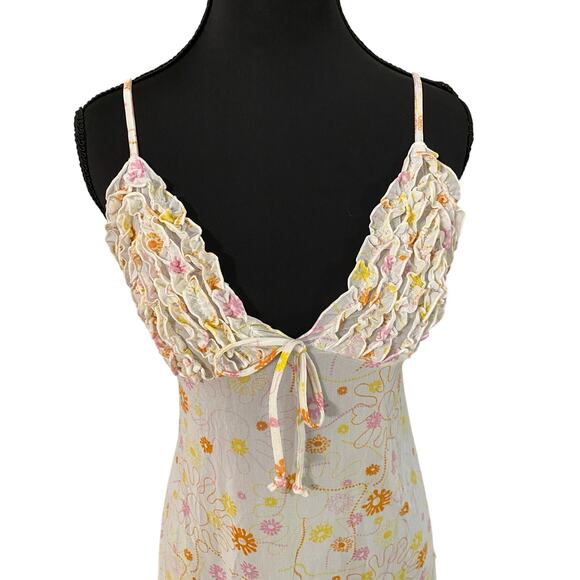 Ilusion Ruffle Bust 70s Floral Babydoll Slip Night Dress Adjustable Straps Med - Picture 3 of 7